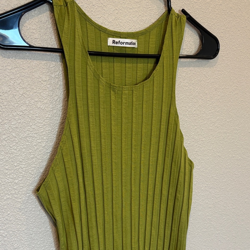 Reformation Olive Green Mini Dress